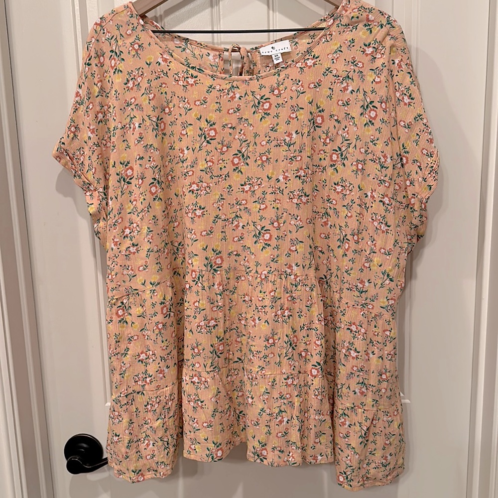 Peach Floral True Craft Top 2X